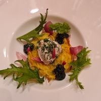 potato rösti, almond fermented fresh cheese, 
olive tapenade at La Vimea - Vegan Hotel & Vegan Restaurant in Naturno