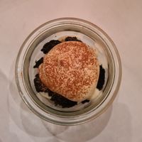 vegamisu 
-
coffee cake sponge, coconut & vanilla custard, 
roasted hazelnuts foam at La Vimea - Vegan Hotel & Vegan Restaurant in Naturno