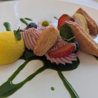 Dessert -- amazing 'lemon' at La Vimea - Vegan Hotel & Vegan Restaurant in Naturno