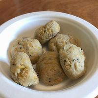 Vegan Brazilian Cheese Bread bites at Carioca Bowls in Portland