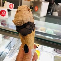 Amazing cinnamon and dark chocolate ice cream  at Natur Ice in Lisbon