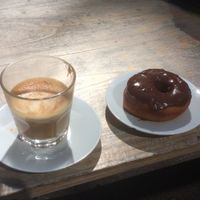 Coffee and donut. Best birthday breakfast ! at Glazed - Maybe closed in Brighton