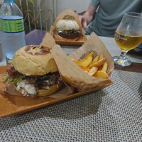 Futuro burger & rustic chips + black-eyed bean burger at B-Vegan in Salvador
