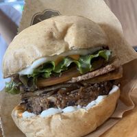 Black bean burger   at B-Vegan in Salvador