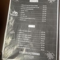 Menu as at April 2026  at B-Vegan in Salvador