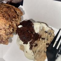 Cookie dough scoop with marshmallow frosting and brownies bits #Veganuary at Cinnaholic in Atlanta