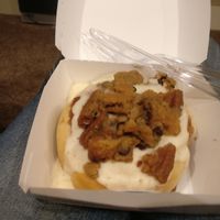 Coffee frosting with chocolate chip pieces at Cinnaholic in Atlanta