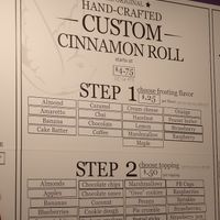 Menu for their cinnamon rolls at Cinnaholic in Atlanta