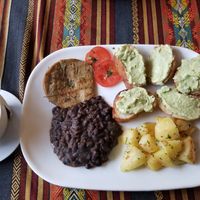 Their vegan breakfast but asked for the avocado to be mashed on toast at Cafe Good in Banos