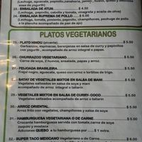 vegetarian menu at Cafe Good in Banos