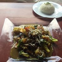 Thai curry and rice  at Cafe Good in Banos