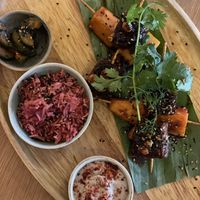 Home made grilled Tempeh  at The Green Spot in Barcelona