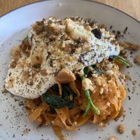 Vegan zoete aardappel tagliatelle met truffelsaus ❤️ at The Green Spot in Barcelona