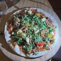 Amazing vegan cheese on that pizza!   at The Green Spot in Barcelona