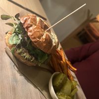 Pea burger   at The Green Spot in Barcelona