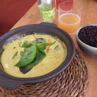 Yellow spot curry with black rice at The Green Spot in Barcelona
