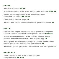 Part of the six-page menu   at The Green Spot in Barcelona