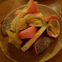 Dessert: exotic fruits at The Green Spot in Barcelona