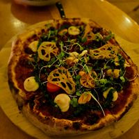 vegan pizza - comes with the gluten free base by default, I asked for the regular base and they made it for me. Probably one of the best pizzas I've ever had at The Green Spot in Barcelona