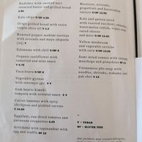 Menu at The Green Spot in Barcelona