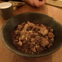 Rhubarb crumble. at The Green Spot in Barcelona