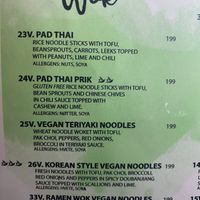 Sections of the vegan menu   at Monsun Noodlebar in Oslo