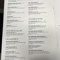 Vegan menu  at Monsun Noodlebar in Oslo