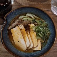 Spicy Vegan Ramen with noodles and tofu  at Monsun Noodlebar in Oslo