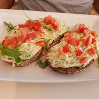 Bread with cashew cheese at Rawdia in Brasov
