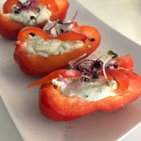 raw red pepper with cashew cheese - simple but really tasty at Rawdia in Brasov