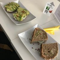 Avocado sandwich and cashew cheese sandwich at Rawdia in Brasov