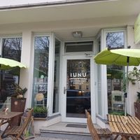 Outside seating area at IUNU in Munich