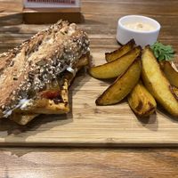 Tofu steak sandwich   at Evergreen Organics in Doha