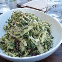 Really delicious kale salad. Yum! at Evergreen Organics in Doha