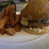 Buffalo Bella burger with sweet potato fries  at HipCityVeg - 7th St in Washington