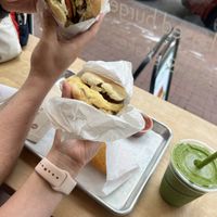 Ziggy burger, sausage egg cheese breakfast muffin, bfg shake  at HipCityVeg - 7th St in Washington