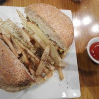 Yiammi vegan burger at Trivoli! at Trivoli Vegan Kafeneio in Athens