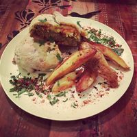 Calzone burger at Trivoli Vegan Kafeneio in Athens