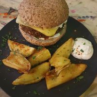 Burger at Trivoli Vegan Kafeneio in Athens