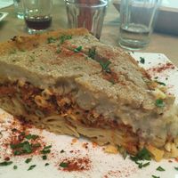 Amazing pastitsio at Trivoli Vegan Kafeneio in Athens