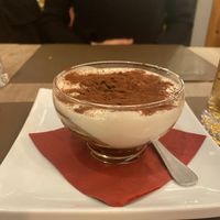 Vegan tiramisu  at Ai 6 Angoli in Brussels