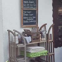 Outside board with soups at Schusters Milch & Kaffeebar  in Bad Wiessee