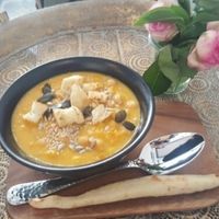 Kichererbsen Karottensuppe at Franz Soupmarine in Heidelberg