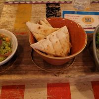 Edamame guacamole with pitta from tapas menu and tenderstem broccoli from sides #Veganuary at Lounges - Drago Lounge in Newport