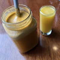 Juice and shot combo was a treat  at Quinoa Cafe in Lima