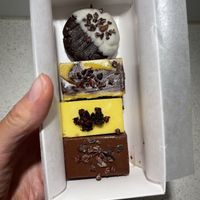 Incredible Cakes!! Hazelnut cookie, chocolate-orange, lemon and chocolate. To die for. The texture was amazing   at Minù in Lund