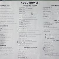 Menu at Coco Bowls in Warsaw