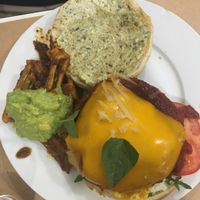 Burger as a second/main plate. completely amazing, highly recommend at Yanten Veggie Bar in Madrid