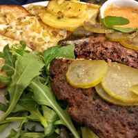 Canadian “sirloin" burger at Yanten Veggie Bar in Madrid