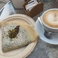 Crêpes and cappuccino at Joya Canti di Stagione in Polignano A Mare